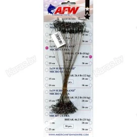 Стальной поводок AFW 1x19 Surfstrand Micro Ultra оснащён вертлюгом и застёжкой, тест: 12 кг (1 шт.) 