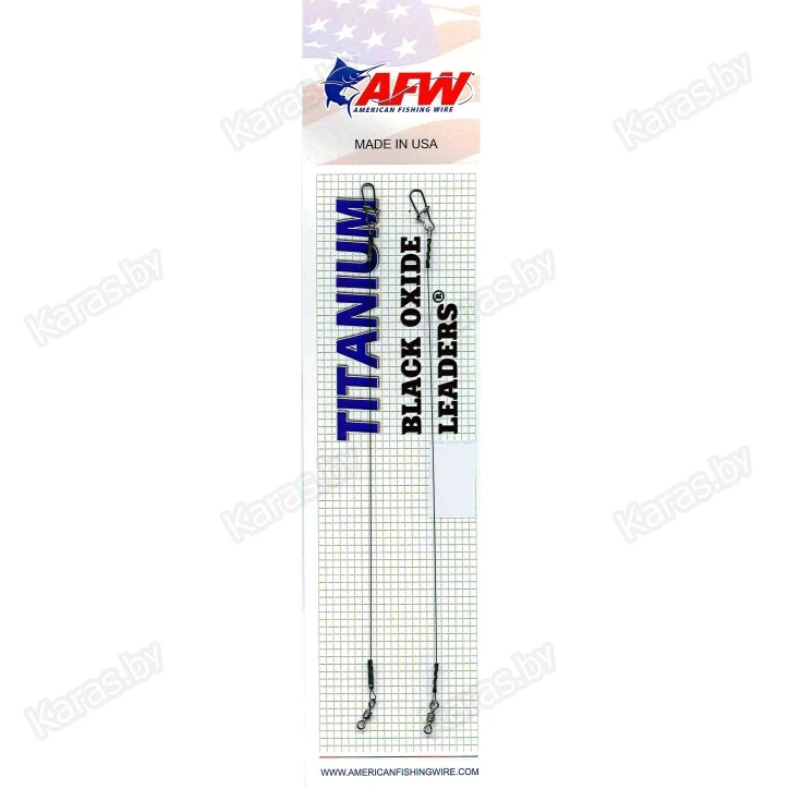 Титановые поводки AFW Titanium Black Oxide Leaders оснащённые вертлюгом и застёжкой, тест: 9.1 кг (2 шт.)