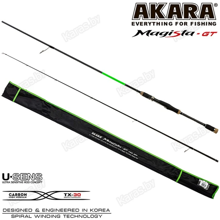 Спиннинг Akara Magista GT 702L, углеволокно, штекерный, 2.1 м, тест: 2,5-11 г, 117 г