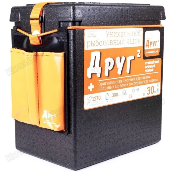 Ящик рыболовный зимний Camping World Друг 2+ (30 л) + система крепления