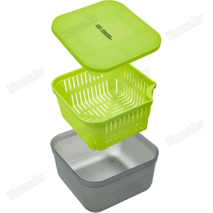 Коробка для прикормки Feeder Concept Feeder Bait Box с вентилируемой крышкой и лотком (170×170×95 мм)