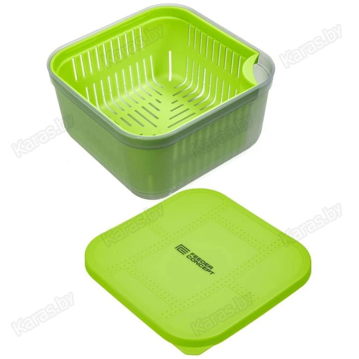 Коробка для прикормки Feeder Concept Feeder Bait Box с вентилируемой крышкой и лотком (170×170×95 мм)