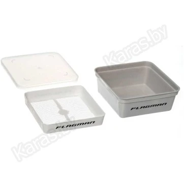 Коробка для наживки Flagman Grey Box c ситом и крышкой (135х135х55 мм)