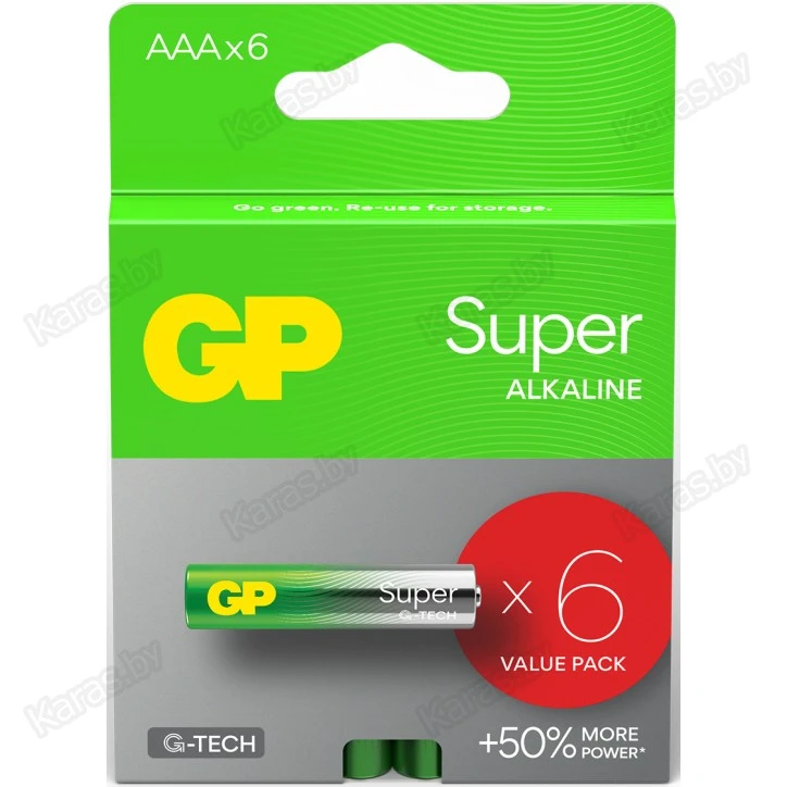 Батарейки GP Super LR03/24A в блистере 6 шт (AAA)