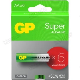 Батарейки GP Super LR6/15A в блистере 6 шт (AA)