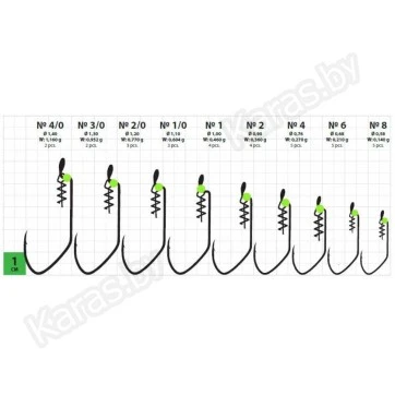 Крючки офсетные с пружинкой и стопором Gurza Worm 401 LEHS BN