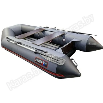 Надувная 2-х местная ПВХ лодка Hunter 290 ЛКА (НДНД, серая)