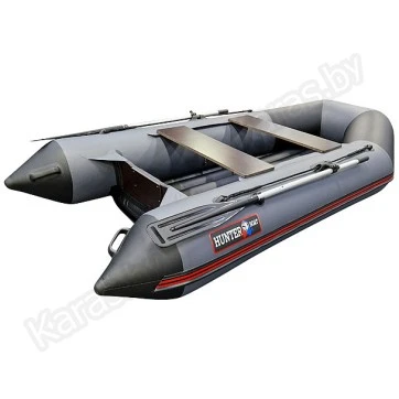 Надувная 2-х местная ПВХ лодка Hunter 290 ЛКА (НДНД, серая)