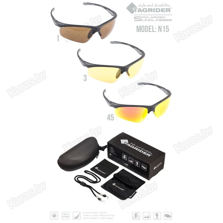 Очки поляризационные Tagrider N15-45 GOLD RED MIRROR в чехле