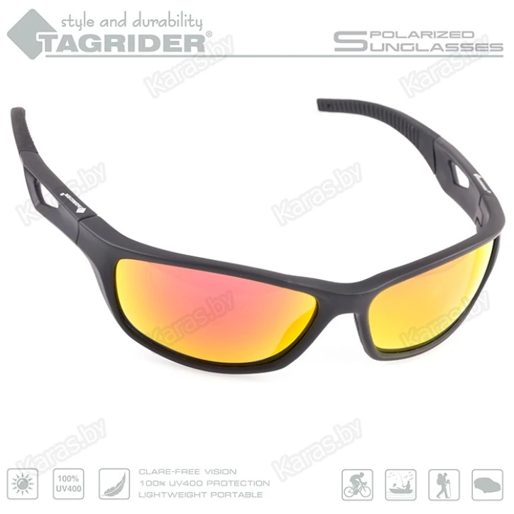 Очки поляризационные Tagrider N21-45 GOLD RED MIRROR в чехле