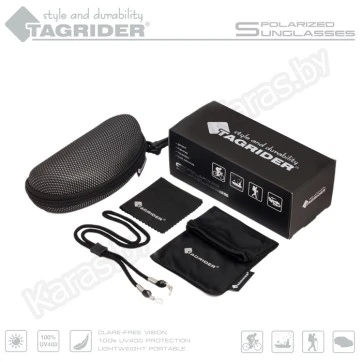 Очки поляризационные Tagrider N05-45 GOLD RED MIRROR в чехле