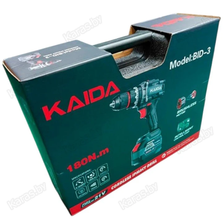 Шуруповерт-электробур Kaida BID-3 180 Нм, 21V, 2х8Ah