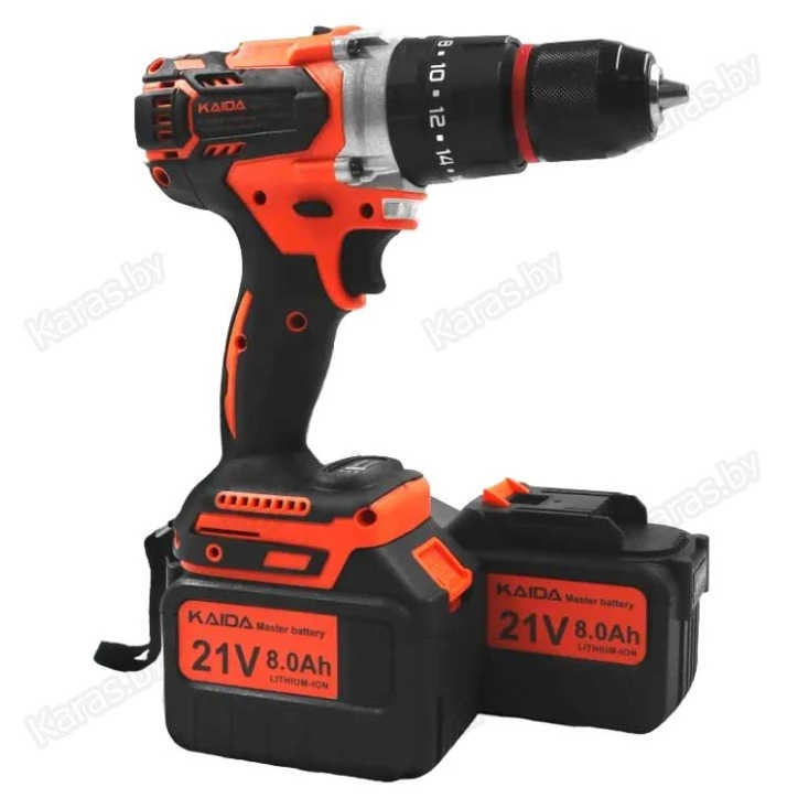 Шуруповерт-электробур Kaida 120 Нм, 21V, 2х8Ah