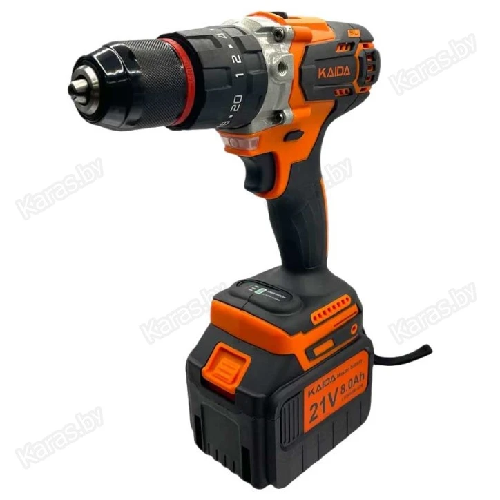 Шуруповерт-электробур Kaida 120 Нм, 21V, 2х8Ah