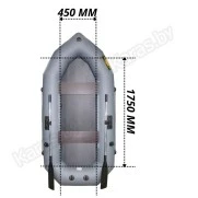 Надувная 2-местная ПВХ лодка Лодки Поволжья R-240 (серая)