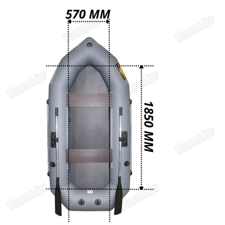 Надувная 2-местная ПВХ лодка Лодки Поволжья R-250 (серая)