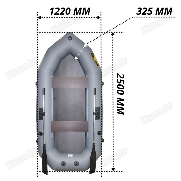 Надувная 2-местная ПВХ лодка Лодки Поволжья R-250 (серая)