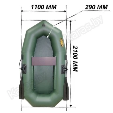 Надувная 1-местная ПВХ лодка Лодки Поволжья R-210 (зеленая)