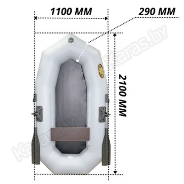 Надувная 1-местная ПВХ лодка Лодки Поволжья R-210 (серая)