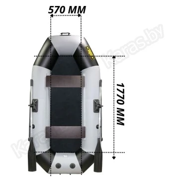 Надувная 2-местная ПВХ лодка Лодки Поволжья S-265 (серо-черная)