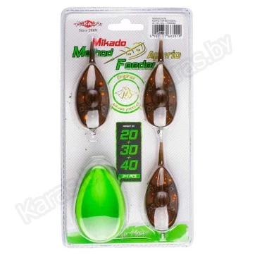 Набор кормушек Mikado Method Feeder Aperio L, 3шт. (20г+30г+40г) + форма