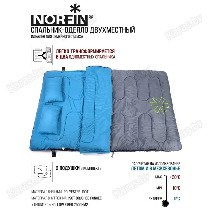 Спальный мешок двухместный Norfin Alpine Comfort Double 250 (0°С)