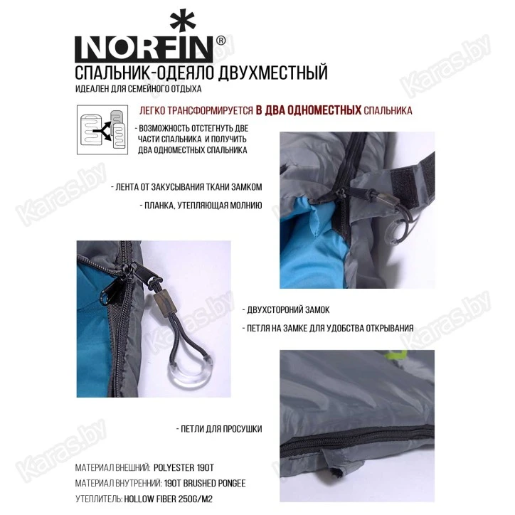 Спальный мешок двухместный Norfin Alpine Comfort Double 250 (0°С)