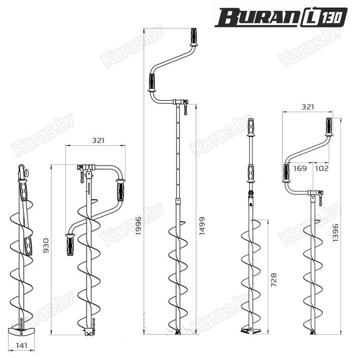 Ледобур двуручный Тонар Buran 130L (левое вращение)