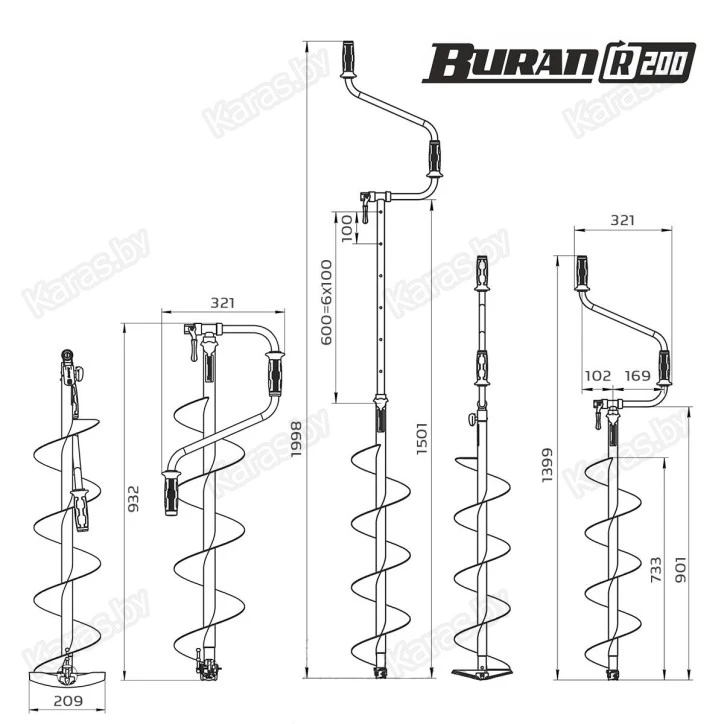Ледобур двуручный Тонар Buran 200R (правое вращение)