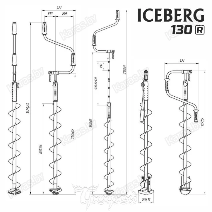Ледобур двуручный Тонар Iceberg Siberia 130 v3.0 (правое вращение)
