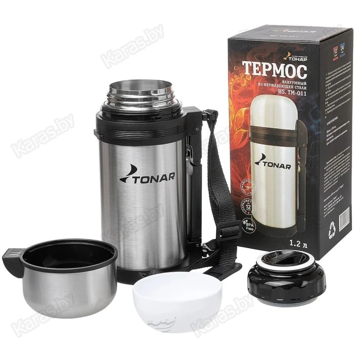 Термос Тонар 1.2л (две чашки. ручка. ремень) HS.TM-011