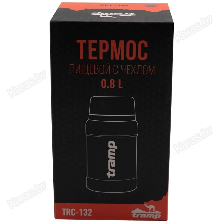Термос пищевой Tramp 0,8 л с ложкой и чехлом (оливковый)