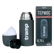 Термос TRAMP Soft Touch 0,75 л с дополнительной чашкой (серый)