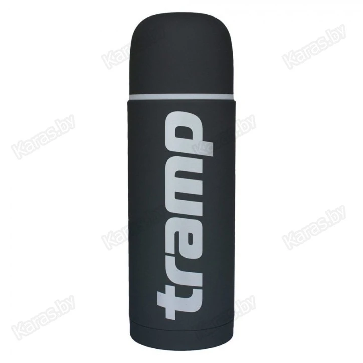Термос TRAMP Soft Touch 0,75 л с дополнительной чашкой (серый)