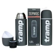 Термос TRAMP Soft Touch 1,0 л с дополнительной чашкой (серый)