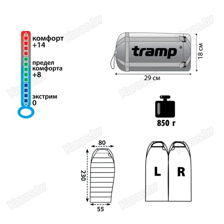 Ультралегкий спальный мешок Tramp Mersey v2 TRS-038 (0°C)