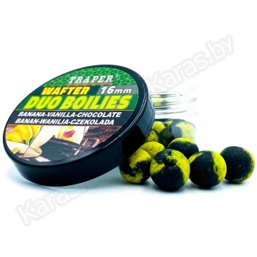 Бойлы Traper Duo Boilies Wafter 16 мм/40 г Banan/Wanilia/Czekolada (Банан/Ваниль/Шоколад)