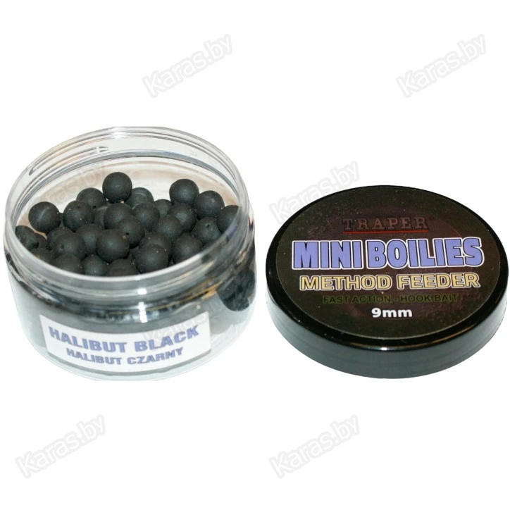 Бойлы Traper Mini Boilies 9 мм/50 г Halibut czarny (Чёрный палтус)