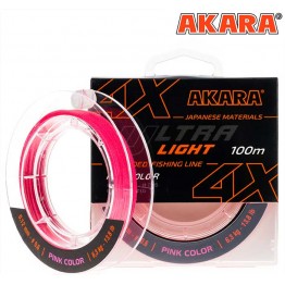 Леска плетёная Akara Ultra Light X4 100м (розовый)