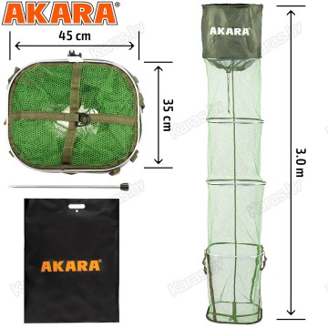 Садок прорезиненный Akara SA4S-L300-35/45 со штырём 300 см