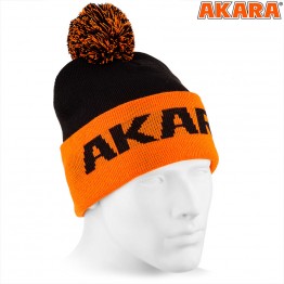 Шапка Akara Sport Winter Pompon черная/оранжевая