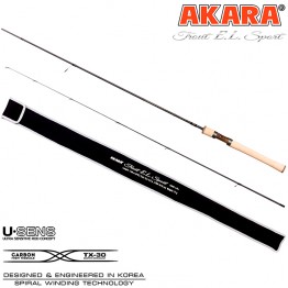 Спиннинг Akara Trout EL Sport UL с цельной ручкой, углеволокно, штекерный, 1,98 м, тест: 0,5-4,5 г, 77 г