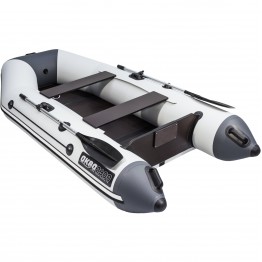 Надувная 2-местная ПВХ лодка Аква 2900 СКК (слань-книжка, киль, светло-серый, графит)
