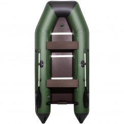 Надувная 3-местная ПВХ лодка Аква 3200 СК (сборный пайол, киль, зелено-черная)