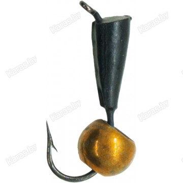 Мормышка вольфрамовая "Конус" с латунным шариком и ушком 3.0 мм