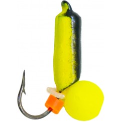 Мормышка вольфрамовая "Столбик" флюоресцент с бусиной "Неон" и ушком 2.5 мм