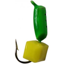 Мормышка вольфрамовая "Столбик" с сырным кубиком и ушком 2.5 мм (зеленый)