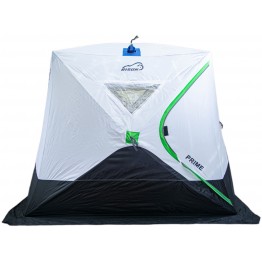 Палатка зимняя Bison Prime Куб (2.40х2.40х2.10м) бело-зелёная