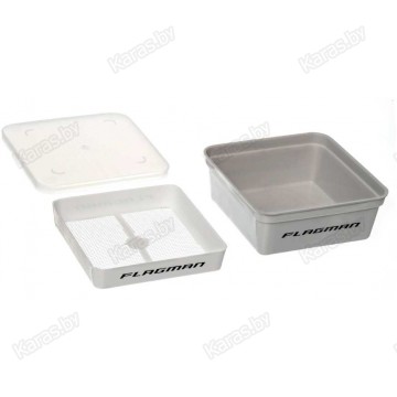 Коробка для наживки Flagman Grey Box c ситом и крышкой (135х135х55 мм)