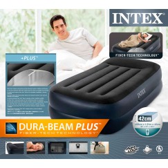 Надувная кровать Intex Pillow Rest 191 х 99 х 42 см c подголовником и встроенным насосом 220В (64122)